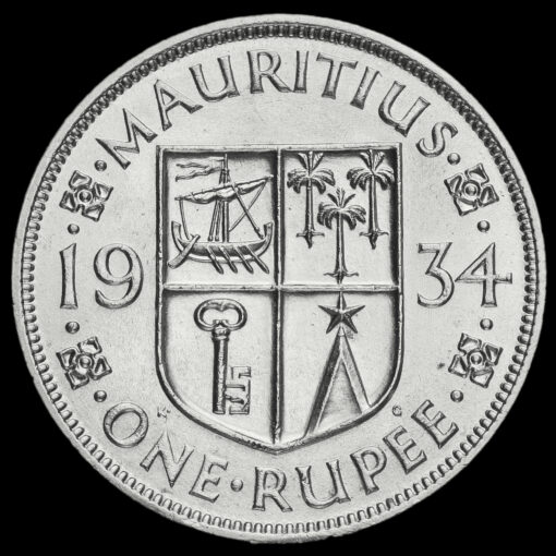 Mauritius 1934 George V Silver One Rupee Reverse