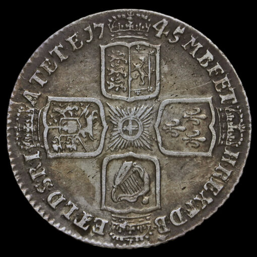 1745 George II Early Milled Silver Lima Shilling Reverse