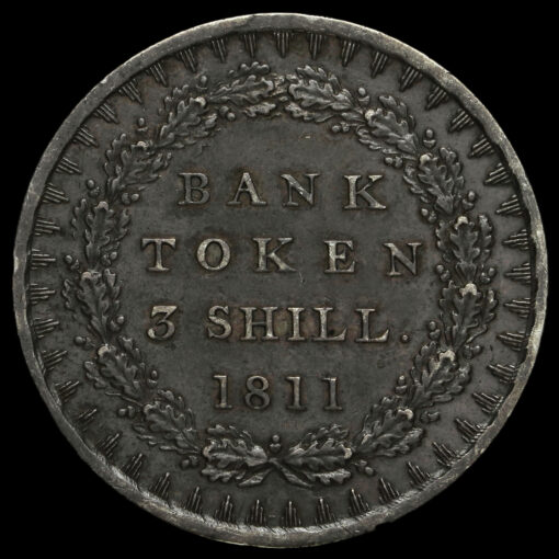 1811 George III Silver Three Shillings Bank Token Reverse