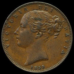 1850 Queen Victoria Young Head Copper Farthing Obverse