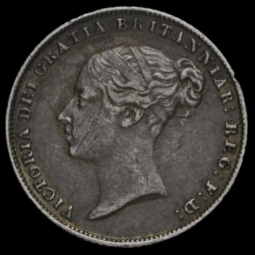 1858 Queen Victoria Young Head Silver Sixpence Obverse