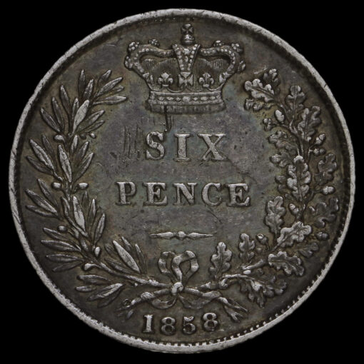 1858 Queen Victoria Young Head Silver Sixpence Reverse