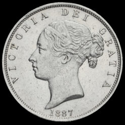 1887 Queen Victoria Young Head Silver Half Crown Obverse