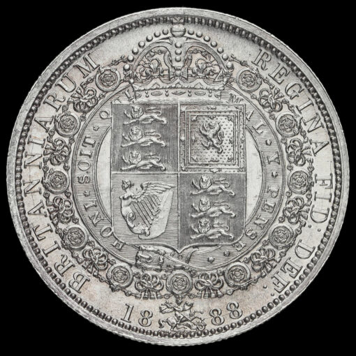 1888 Queen Victoria Jubilee Head Silver Half Crown Reverse