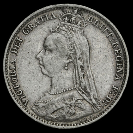 1892 Queen Victoria Jubilee Head Silver Sixpence Obverse