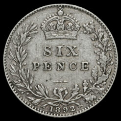 1892 Queen Victoria Jubilee Head Silver Sixpence Reverse