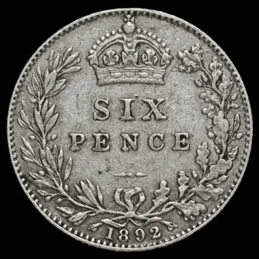 1892 Queen Victoria Jubilee Head Silver Sixpence Reverse
