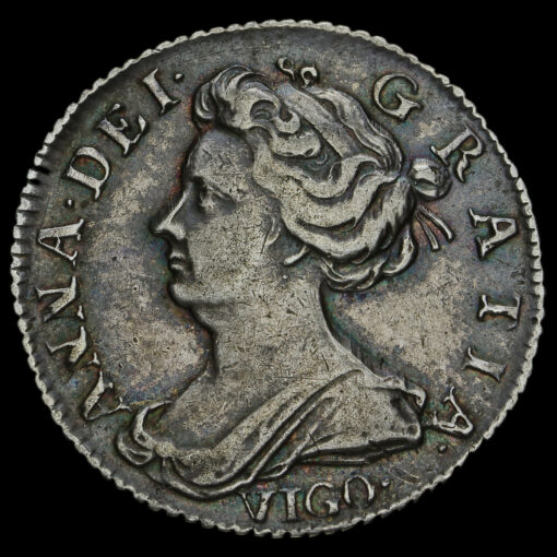 1703 Queen Anne Early Milled Silver Vigo Sixpence Obverse