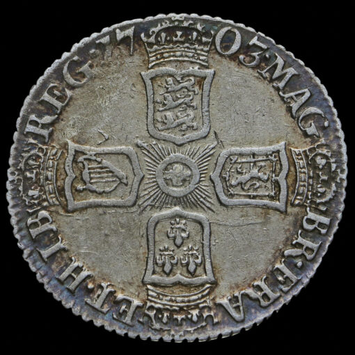 1703 Queen Anne Early Milled Silver Vigo Sixpence Reverse