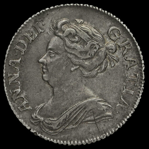 1709 Queen Anne Early Milled Silver Shilling Obverse