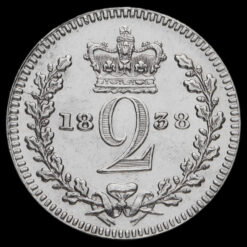 1838 Queen Victoria Young Head Silver Maundy Twopence Reverse