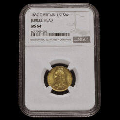 1887 Queen Victoria Jubilee Head Gold Half Sovereign MS 64