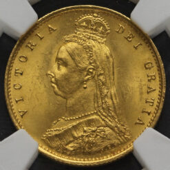 1887 Queen Victoria Jubilee Head Gold Half Sovereign MS 64 Obverse