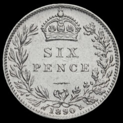 1890 Queen Victoria Jubilee Head Silver Sixpence Reverse