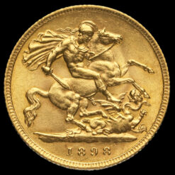 1898 Queen Victoria Veiled Head Gold Half Sovereign Reverse
