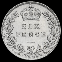 1899 Queen Victoria Veiled Head Silver Sixpence Reverse
