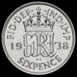 1938 George VI Silver Sixpence Reverse