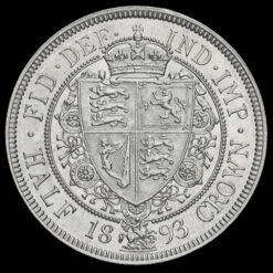 1893 Queen Victoria Veiled Head Silver Half Crown Reverse