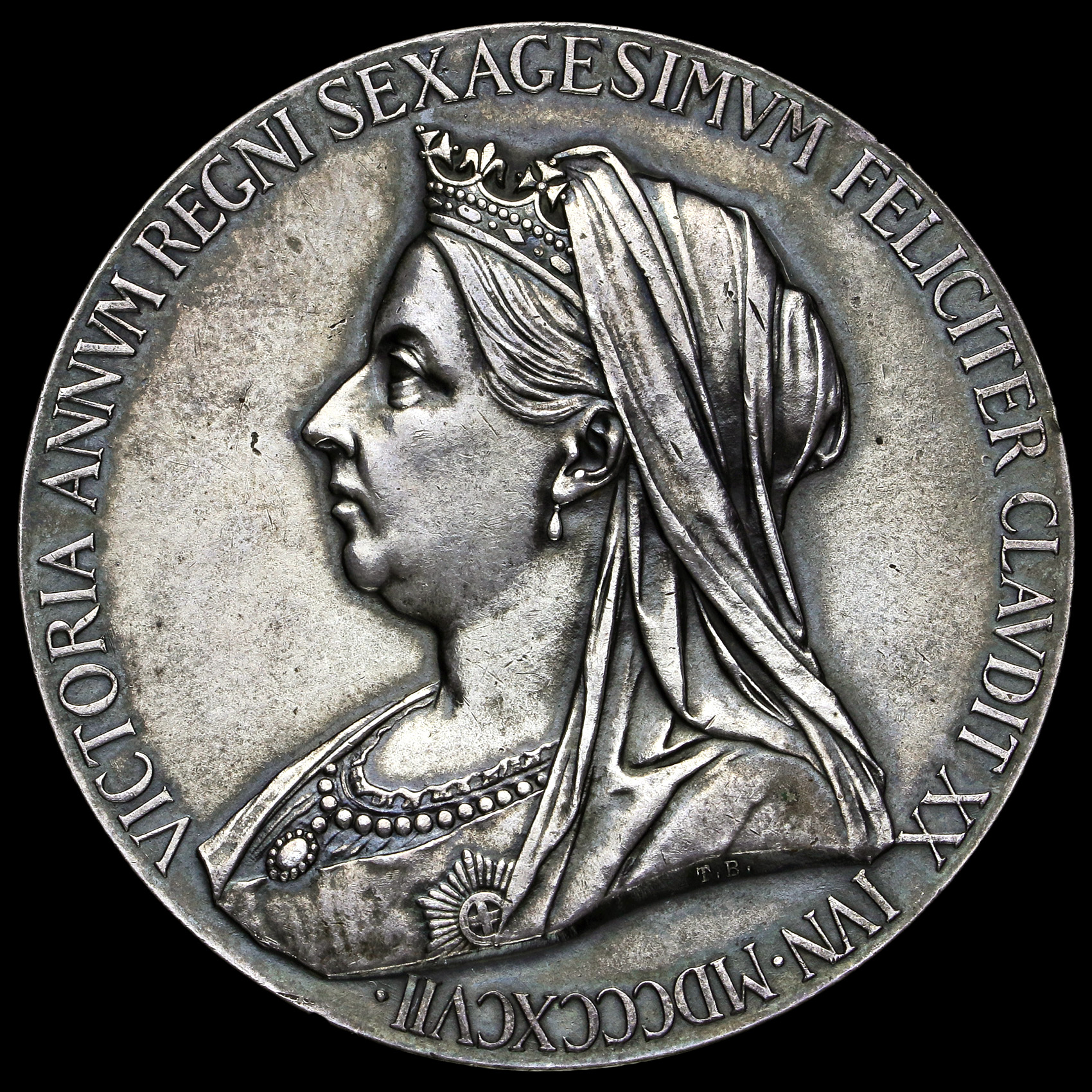 1897 Queen Victoria Official Diamond Jubilee Large Silver Medal Obverse