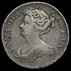 1709 Queen Anne Early Milled Silver Octavo Half Crown Obverse