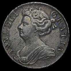 1709 Queen Anne Early Milled Silver Octavo Half Crown Obverse