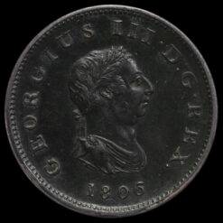 1806 George III Early Milled Copper Halfpenny Obverse