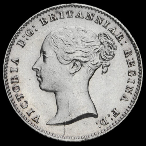 1838 Over Sideways 8 Queen Victoria Young Head Silver Fourpence / Groat Obverse
