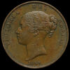1849 Queen Victoria Young Head Copper Penny Obverse