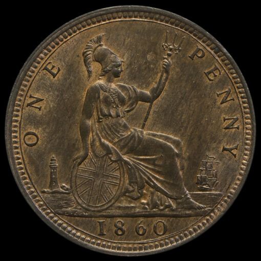 1860 Queen Victoria Bun Head Penny Reverse