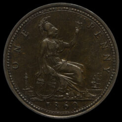 1860 Queen Victoria Bun Head Penny Reverse
