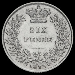 1872 Queen Victoria Young Head Silver Sixpence Reverse