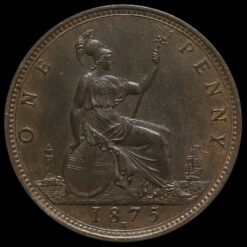 1875 H Queen Victoria Bun Head Penny Reverse