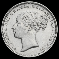 1880 Queen Victoria Young Head Silver Shilling Obverse