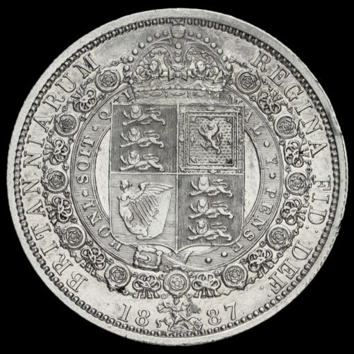 1887 Queen Victoria Jubilee Head Silver Half Crown Reverse