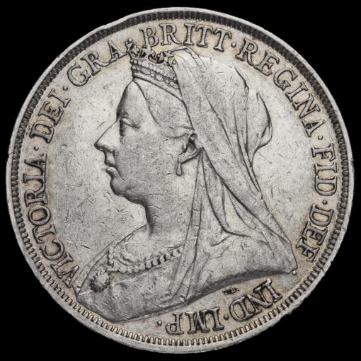 1893 Queen Victoria Veiled Head Silver LVI Crown Obverse