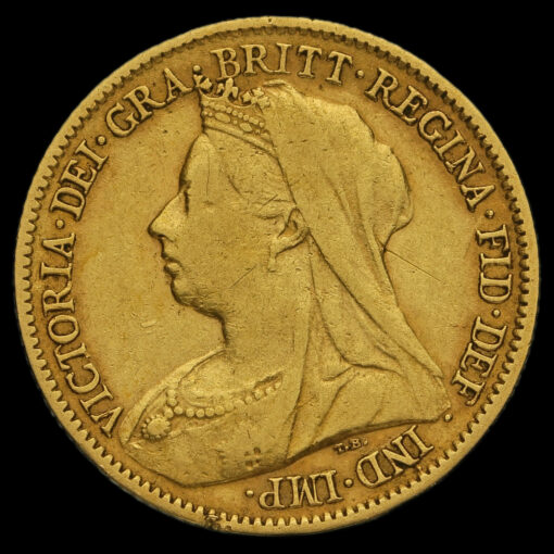 1900 Queen Victoria Veiled Head Gold Half Sovereign Obverse