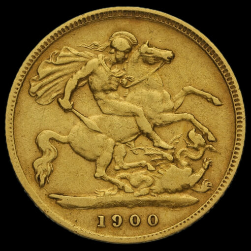 1900 Queen Victoria Veiled Head Gold Half Sovereign Reverse