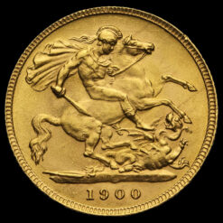 1900 Queen Victoria Veiled Head Gold Half Sovereign Reverse