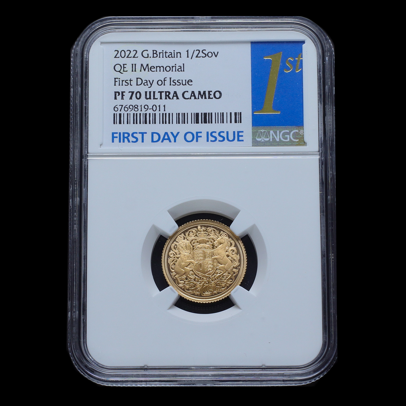 2022 Charles III First Day of Issue Proof Half Sovereign, NGC PF70 UC