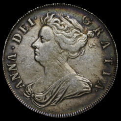 1707 Queen Anne Early Milled Silver Half Crown Obverse