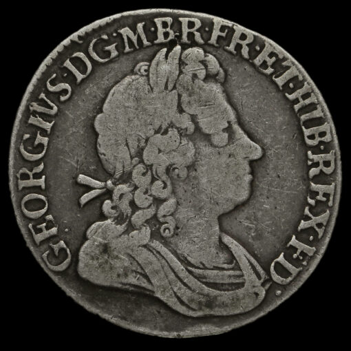 1723 George I Early Milled Silver SSC Shilling, French Arms at Date Obverse