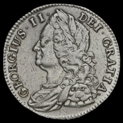 1743 George II Early Milled Silver Half Crown Obverse