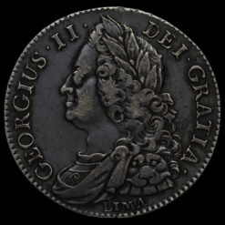 1745 George II Early Milled Silver Lima Half Crown Obverse