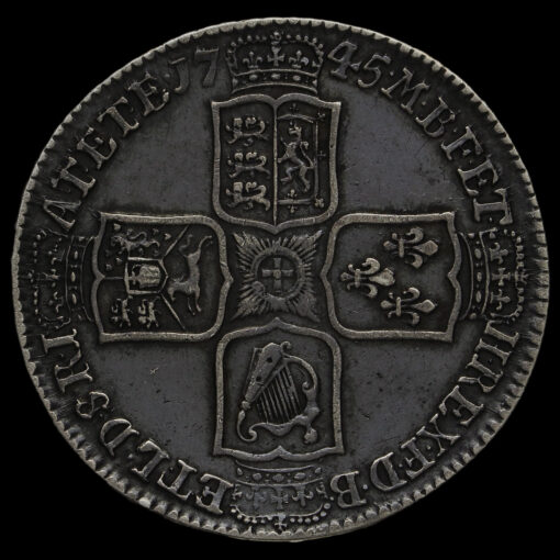 1745 George II Early Milled Silver Lima Half Crown Reverse