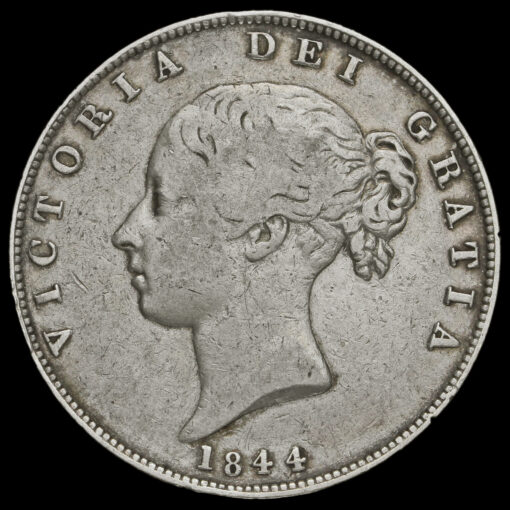 1844 Queen Victoria Young Head Silver Half Crown Obverse