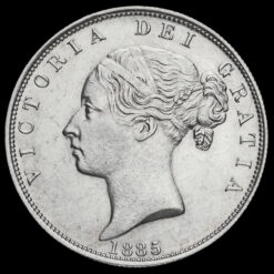 1885 Queen Victoria Young Head Silver Half Crown Obverse