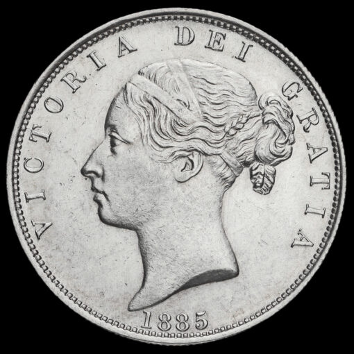 1885 Queen Victoria Young Head Silver Half Crown Obverse