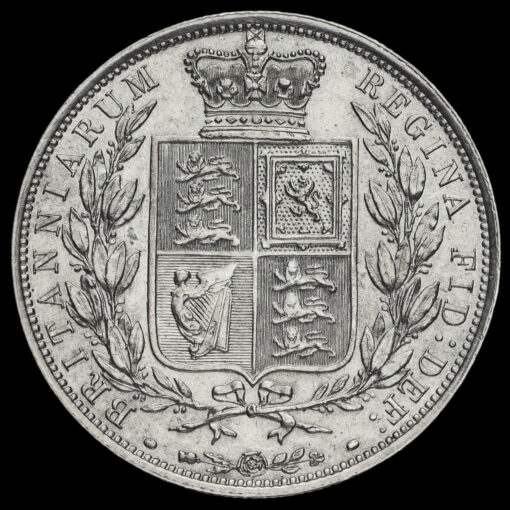 1885 Queen Victoria Young Head Silver Half Crown Reverse
