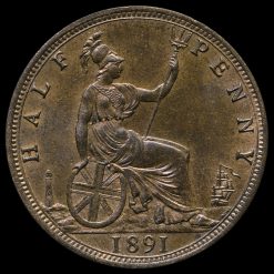 1891 Queen Victoria Bun Head Halfpenny Reverse