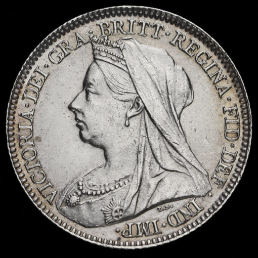 1896 Queen Victoria Veiled Head Silver Sixpence Obverse